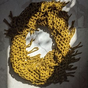 Infinity knitted peridot green scarf
